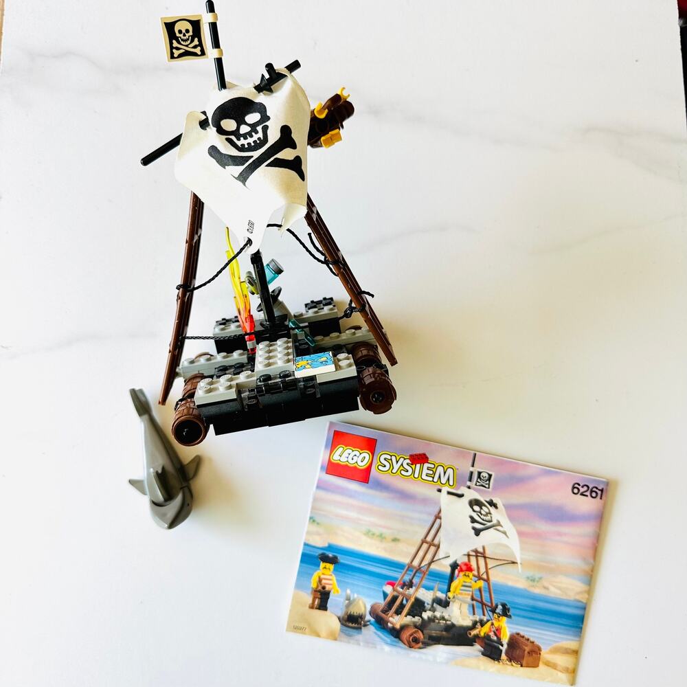 VINTAGE LEGO System Pirates Raft Ship Raiders Set Shark Monkey 6261